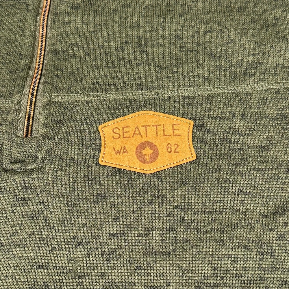 Space Needle Seattle Quarter Zip Pullover Large Green Fleece Patch - Picture 2 of 9